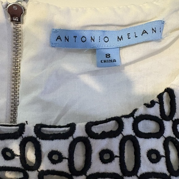 Antonio Melani Womens Midi Skirt Crop Top Set 8 Giant Eyelet Embroidered Coastal - Picture 6 of 9